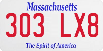 MA license plate 303LX8