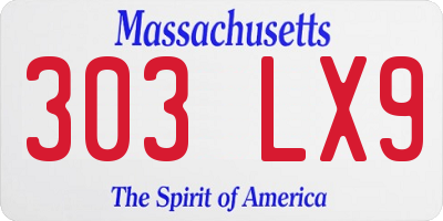 MA license plate 303LX9