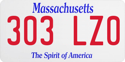 MA license plate 303LZ0