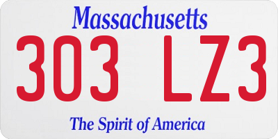 MA license plate 303LZ3