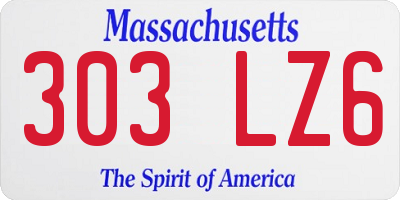 MA license plate 303LZ6