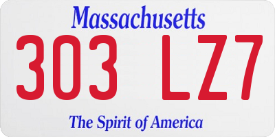 MA license plate 303LZ7