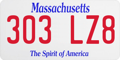 MA license plate 303LZ8