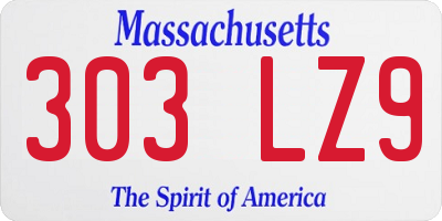 MA license plate 303LZ9