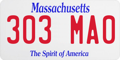 MA license plate 303MA0