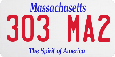 MA license plate 303MA2