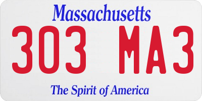 MA license plate 303MA3