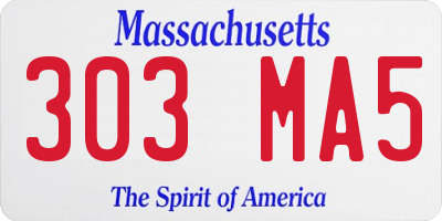MA license plate 303MA5