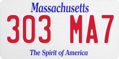 MA license plate 303MA7