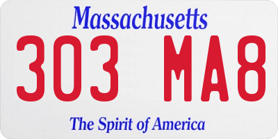 MA license plate 303MA8