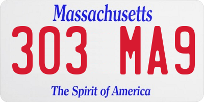 MA license plate 303MA9
