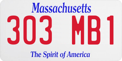 MA license plate 303MB1