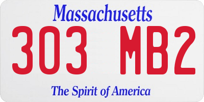 MA license plate 303MB2