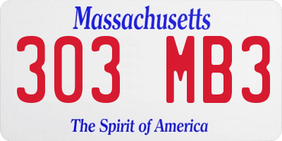 MA license plate 303MB3