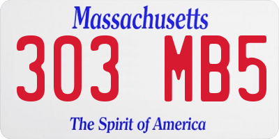 MA license plate 303MB5