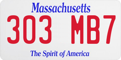 MA license plate 303MB7