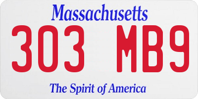 MA license plate 303MB9