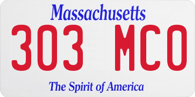 MA license plate 303MC0