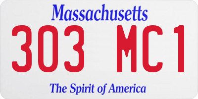 MA license plate 303MC1
