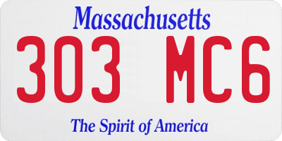 MA license plate 303MC6