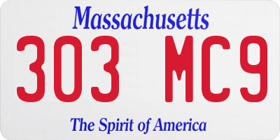 MA license plate 303MC9