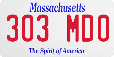 MA license plate 303MD0