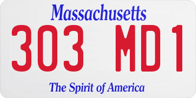 MA license plate 303MD1