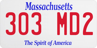 MA license plate 303MD2