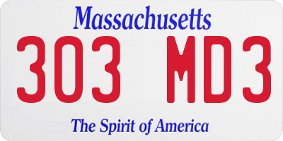 MA license plate 303MD3