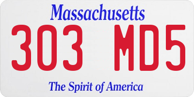 MA license plate 303MD5