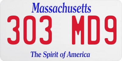 MA license plate 303MD9