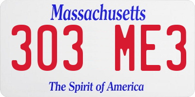 MA license plate 303ME3