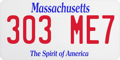 MA license plate 303ME7
