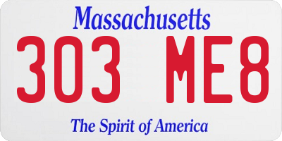 MA license plate 303ME8