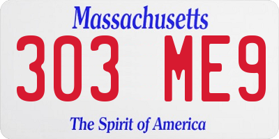 MA license plate 303ME9