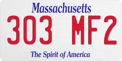 MA license plate 303MF2