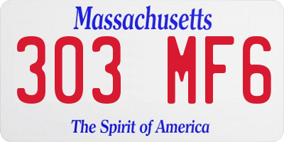 MA license plate 303MF6