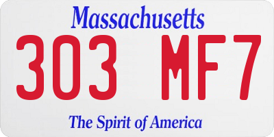 MA license plate 303MF7