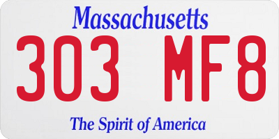 MA license plate 303MF8