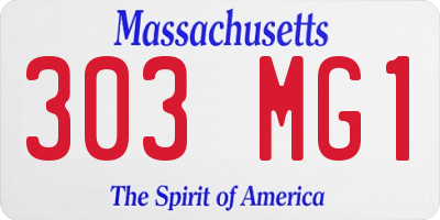 MA license plate 303MG1