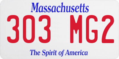 MA license plate 303MG2