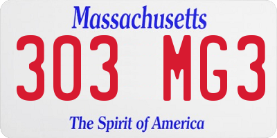 MA license plate 303MG3