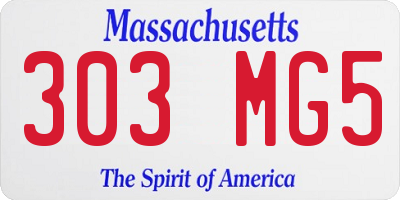 MA license plate 303MG5