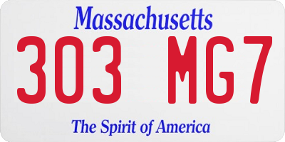 MA license plate 303MG7