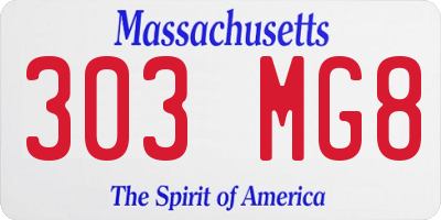 MA license plate 303MG8