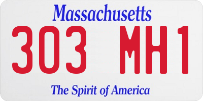 MA license plate 303MH1