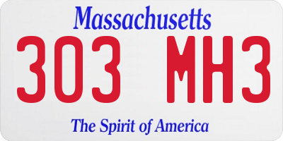 MA license plate 303MH3