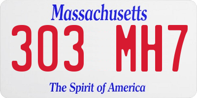 MA license plate 303MH7