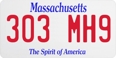 MA license plate 303MH9