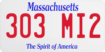 MA license plate 303MI2